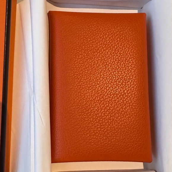 Hermès Orange Leather Wallet calvi - Picture 2 of 5